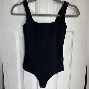 ABERCROMBIE & FITCH Square Neck Bodysuit Black Casual Soft A&F Seamless Sz XS